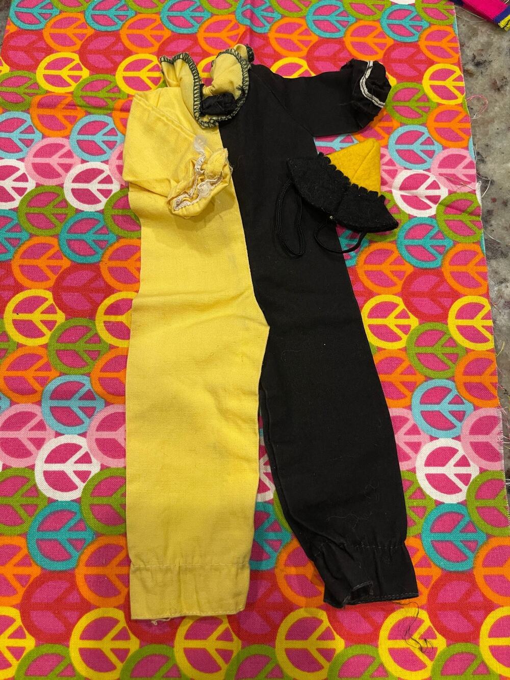 Vintage Mattel Barbie Ken Doll Yellow and black clown outfit with felt hat
